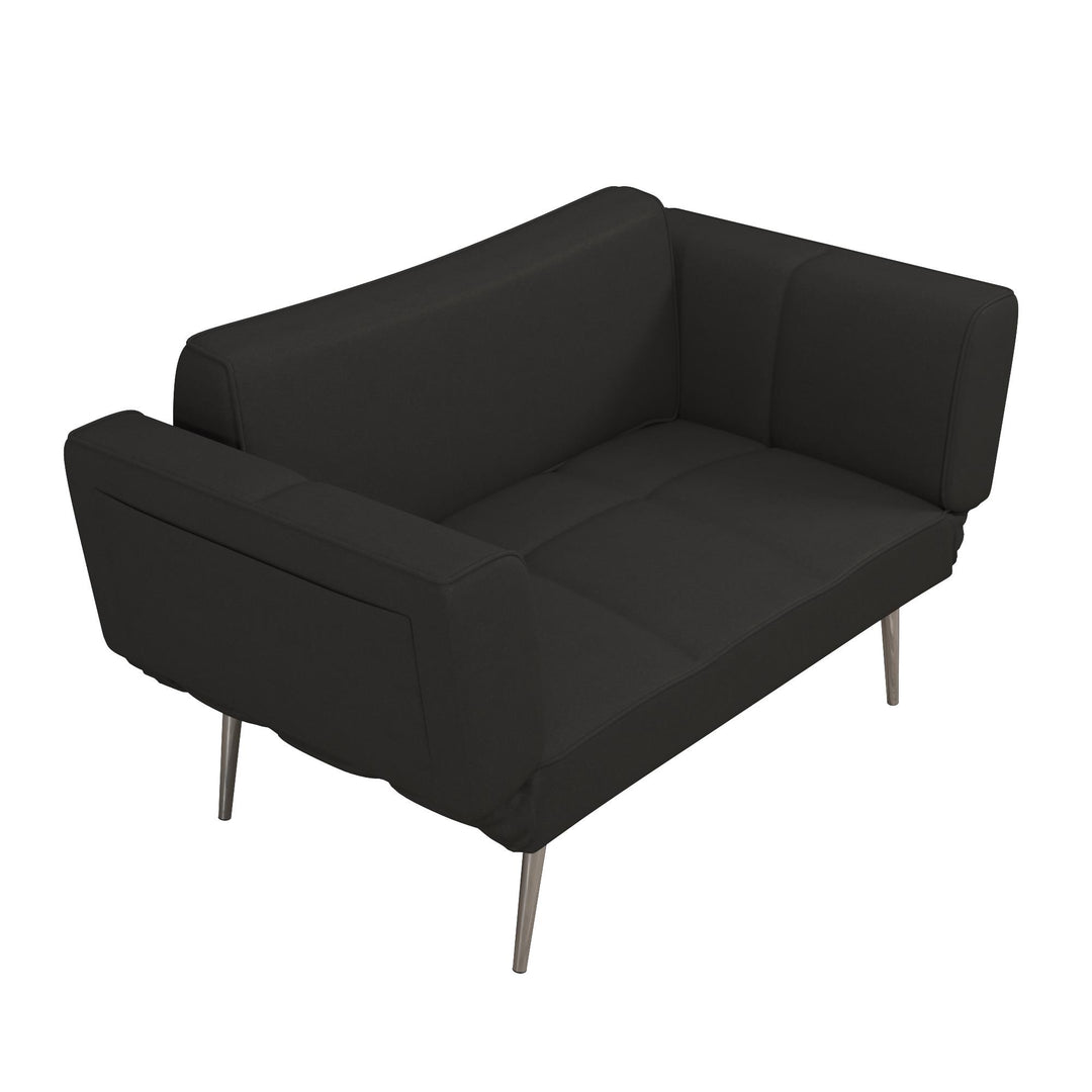 Euro Futon with Magazine Storage with Multiple Seating Positions - Black