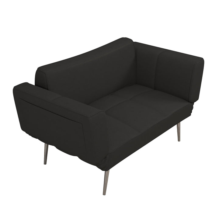 Euro Futon with Magazine Storage with Multiple Seating Positions - Black