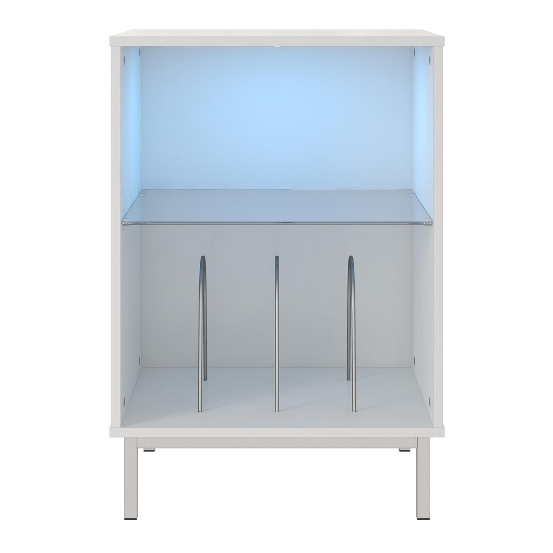Lumina Turntable Stand with 2 Shelves and LED Lights - White