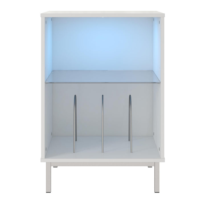 Lumina Turntable Stand with 2 Shelves and LED Lights - White