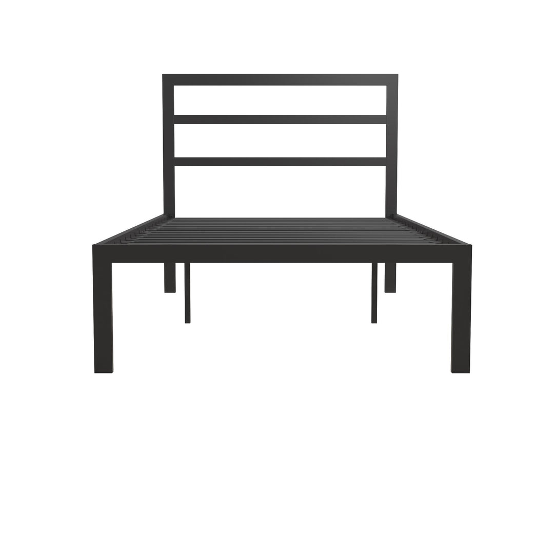 Premium Modern Platform Bed with Headboard - Black - Twin