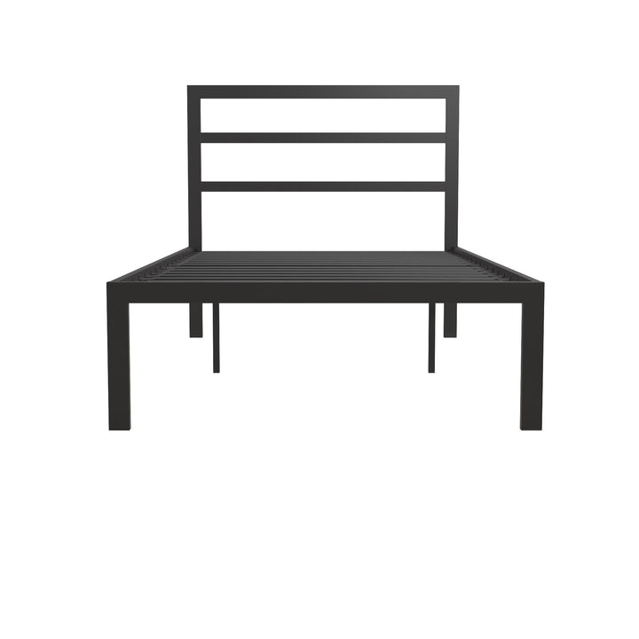 Premium Modern Platform Bed with Headboard - Black - Twin