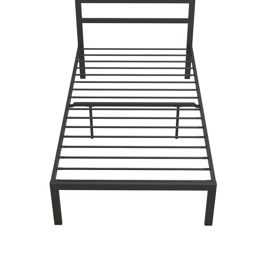 Premium Modern Platform Bed with Headboard - Black - Twin