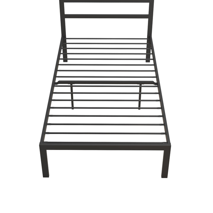 Premium Modern Platform Bed with Headboard - Black - Twin