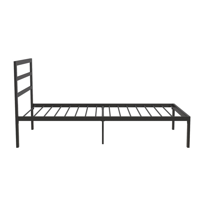 Premium Modern Platform Bed with Headboard - Black - Twin