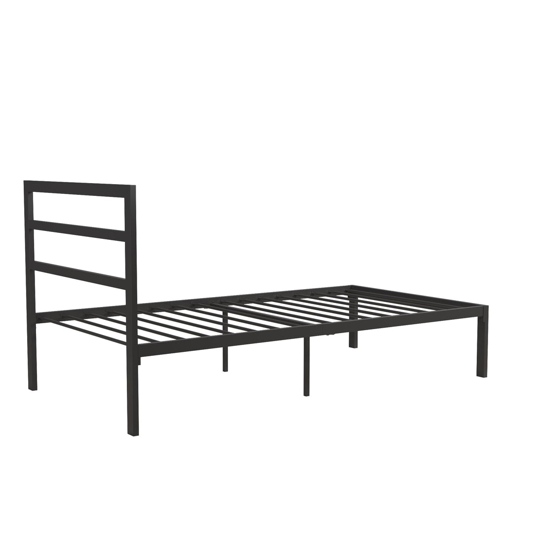 Premium Modern Platform Bed with Headboard - Black - Twin