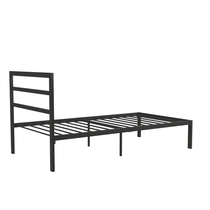 Premium Modern Platform Bed with Headboard - Black - Twin