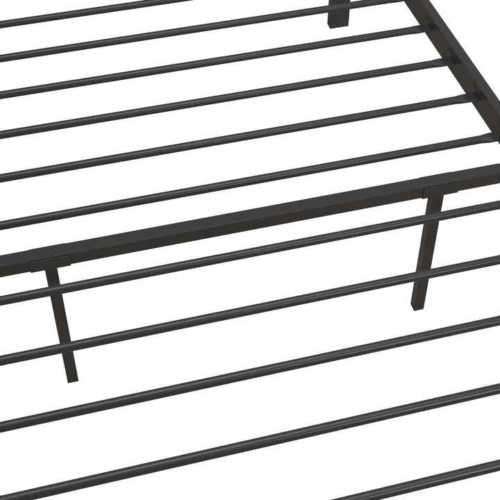 Premium Modern Platform Bed with Headboard - Black - Twin