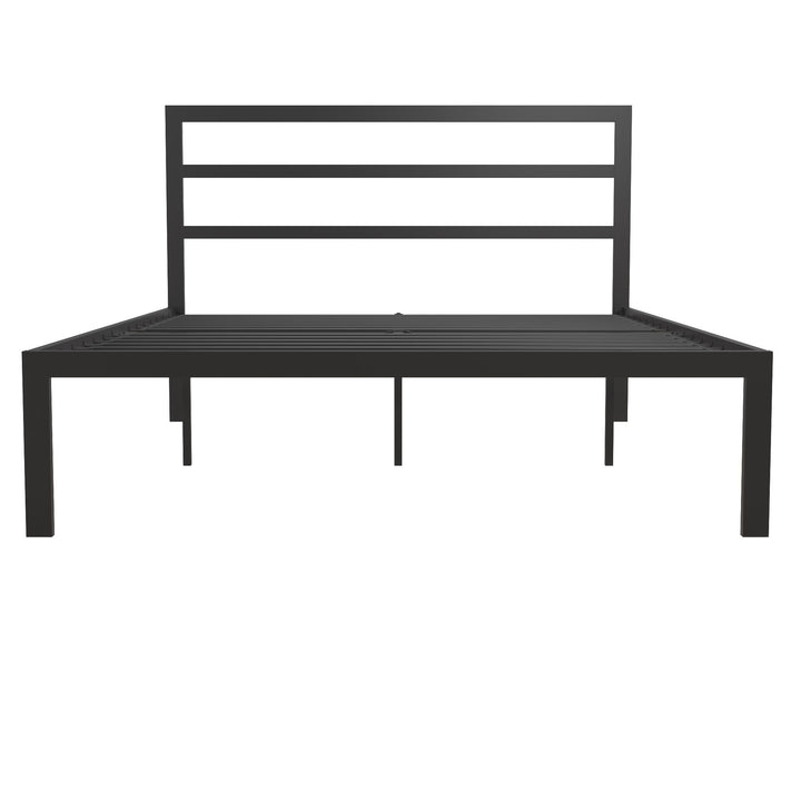 Premium Modern Platform Bed with Headboard - Black - Full