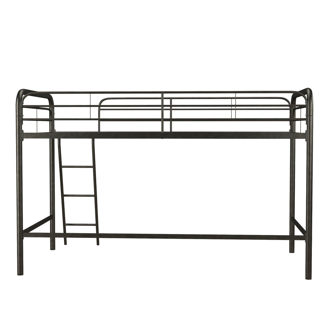 Jett Junior Loft Bed with Metal Frame and Built-In Ladder - Black - Twin