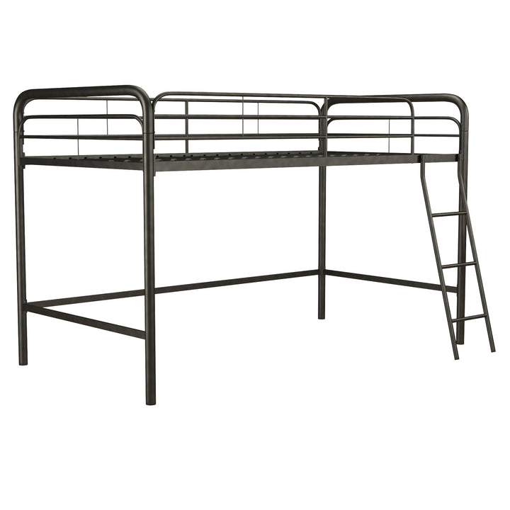 Jett Junior Loft Bed with Metal Frame and Built-In Ladder - Black - Twin