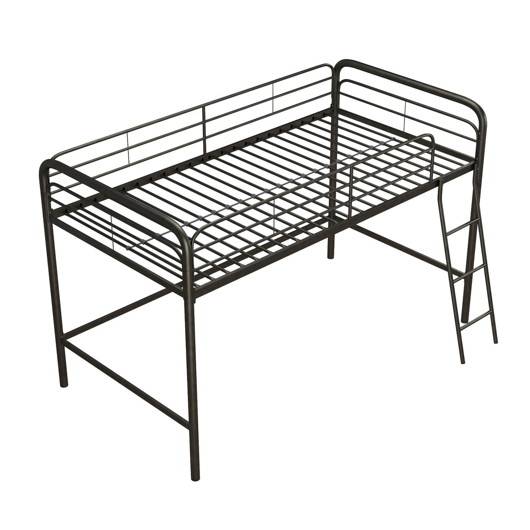 Jett Junior Loft Bed with Metal Frame and Built-In Ladder - Black - Twin
