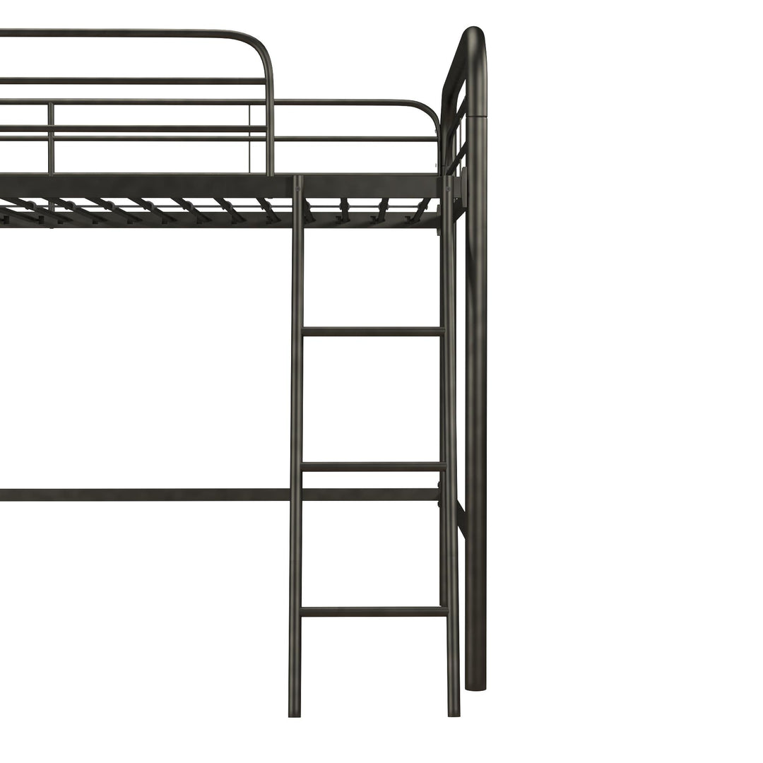 Jett Junior Loft Bed with Metal Frame and Built-In Ladder - Black - Twin