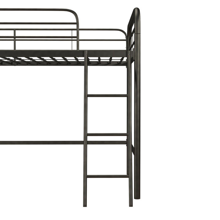 Jett Junior Loft Bed with Metal Frame and Built-In Ladder - Black - Twin