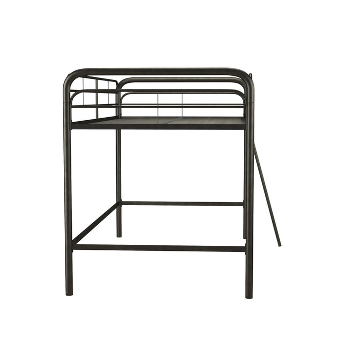 Jett Junior Loft Bed with Metal Frame and Built-In Ladder - Black - Twin