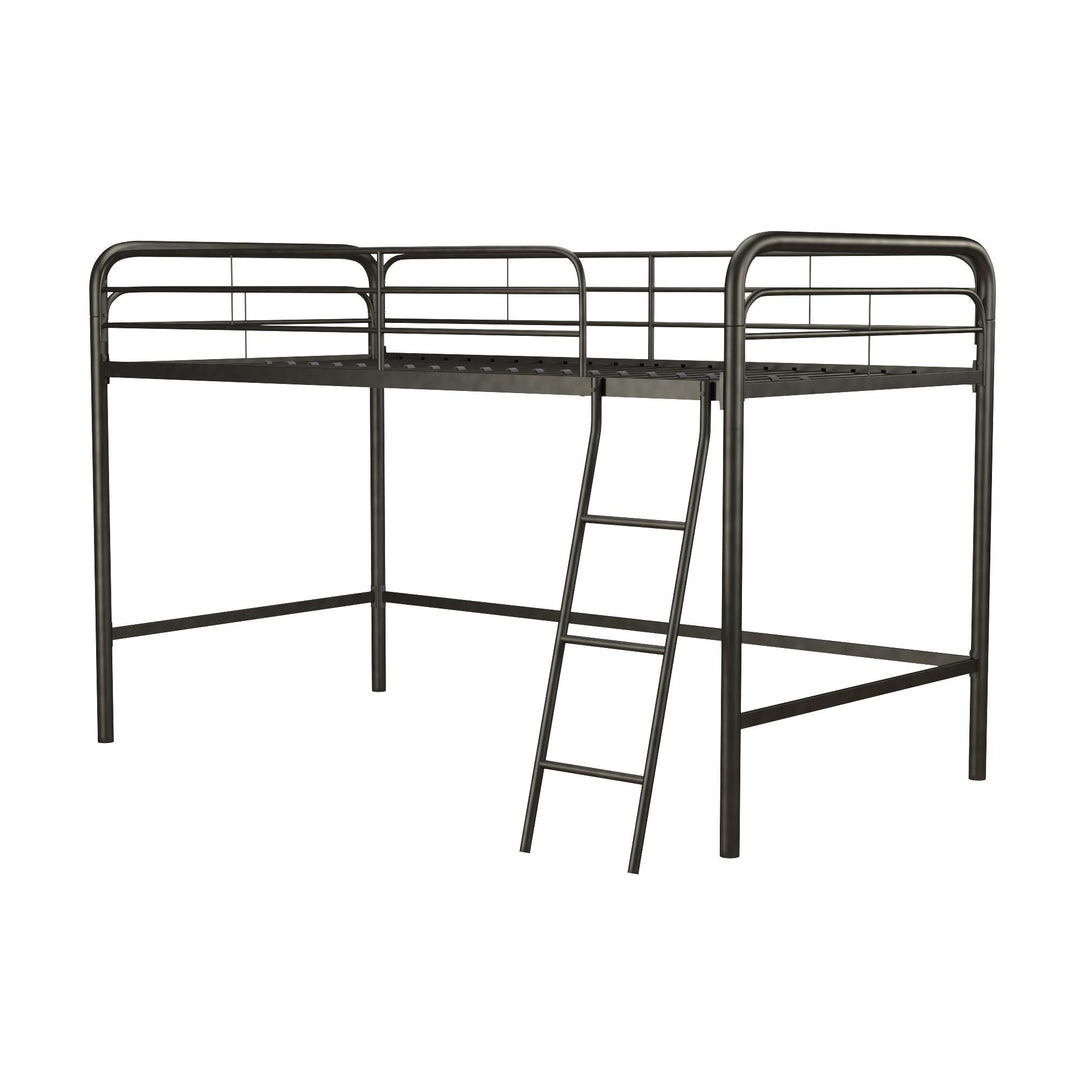 Jett Junior Loft Bed with Metal Frame and Built-In Ladder - Black - Twin