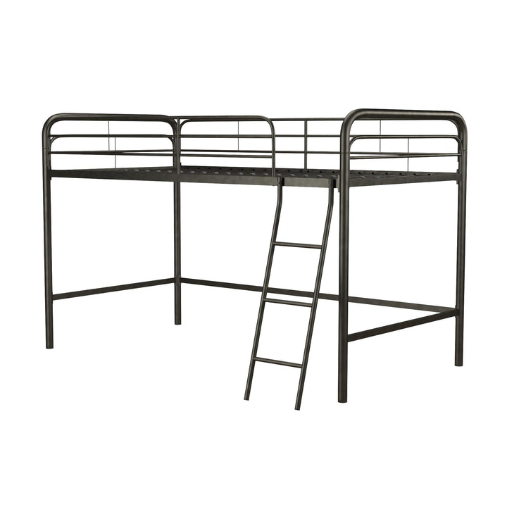 Jett Junior Loft Bed with Metal Frame and Built-In Ladder - Black - Twin