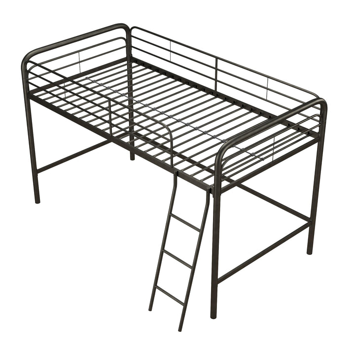 Jett Junior Loft Bed with Metal Frame and Built-In Ladder - Black - Twin