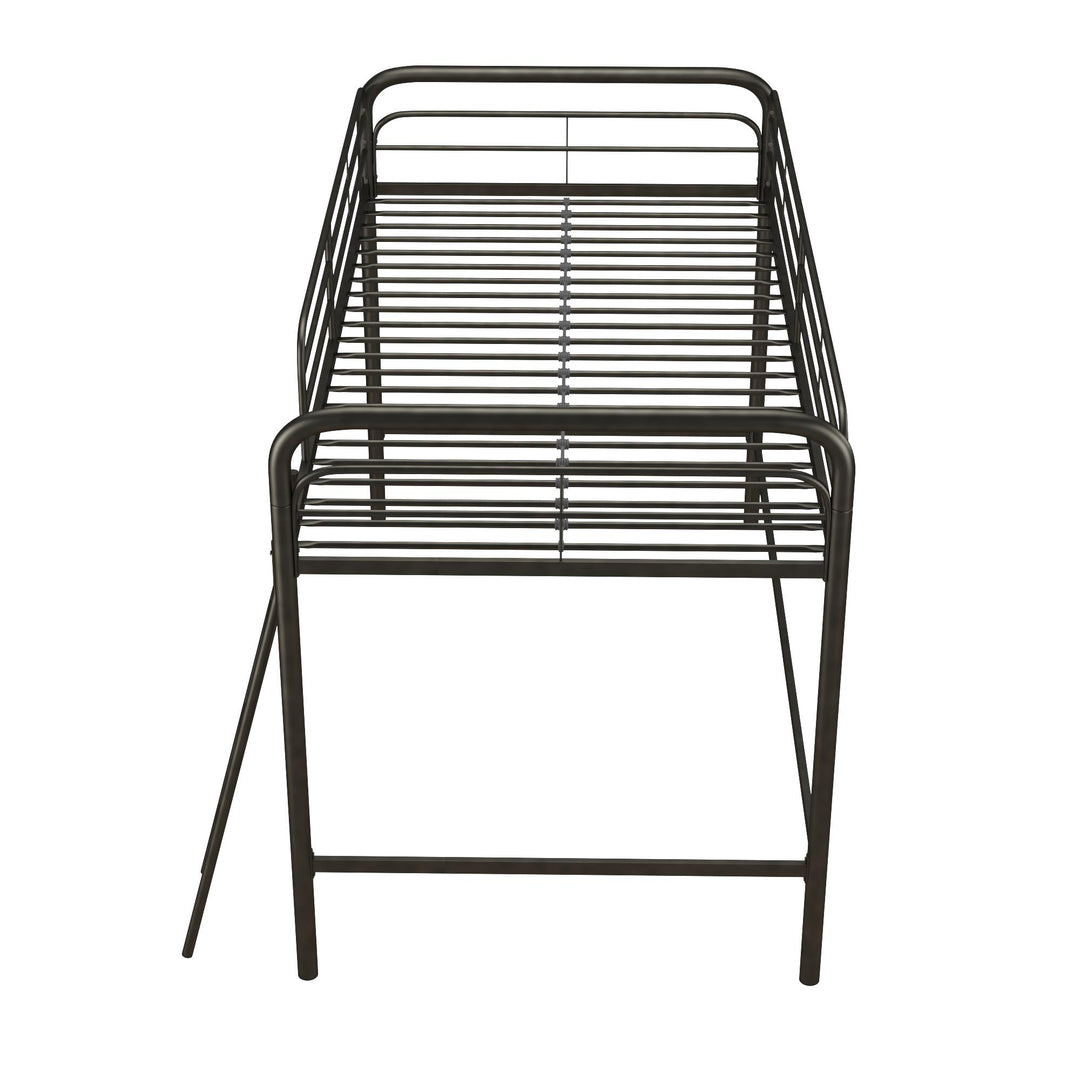 Jett Junior Loft Bed with Metal Frame and Built-In Ladder - Black - Twin