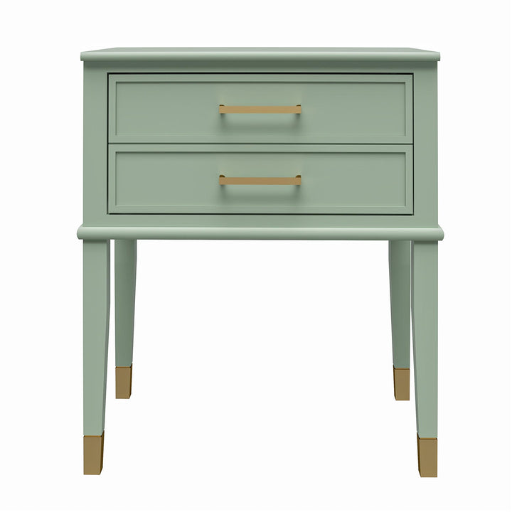 Westerleigh 2 Drawer Nightstand with Gold Accents - Pale Green