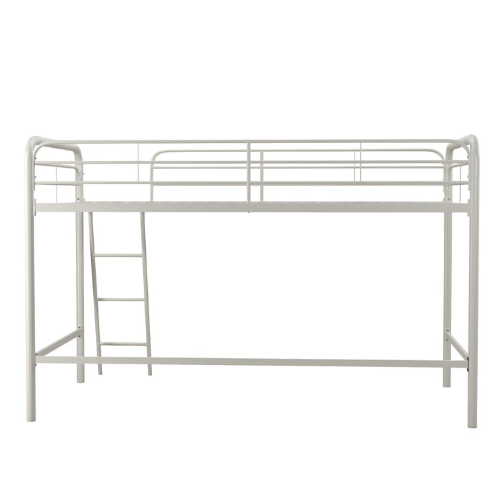 Jett Junior Loft Bed with Metal Frame and Built-In Ladder - White - Twin