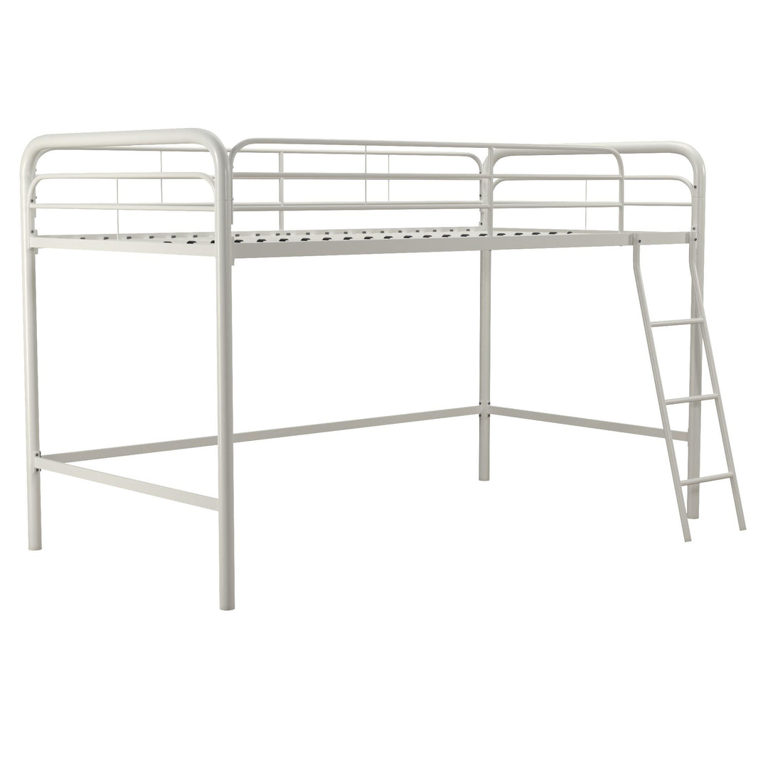 Jett Junior Loft Bed with Metal Frame and Built-In Ladder - White - Twin