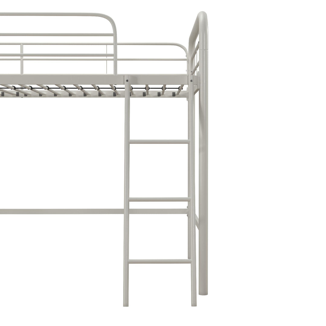 Jett Junior Loft Bed with Metal Frame and Built-In Ladder - White - Twin