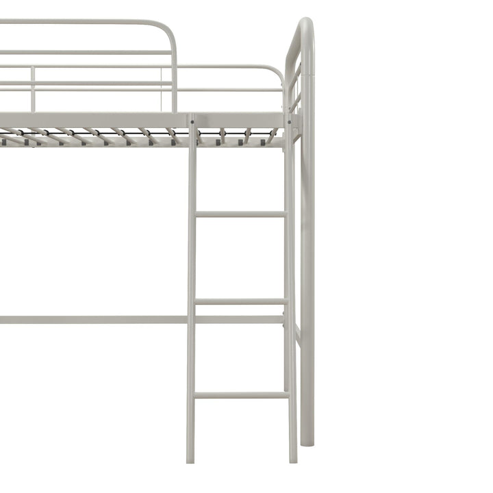 Jett Junior Loft Bed with Metal Frame and Built-In Ladder - White - Twin