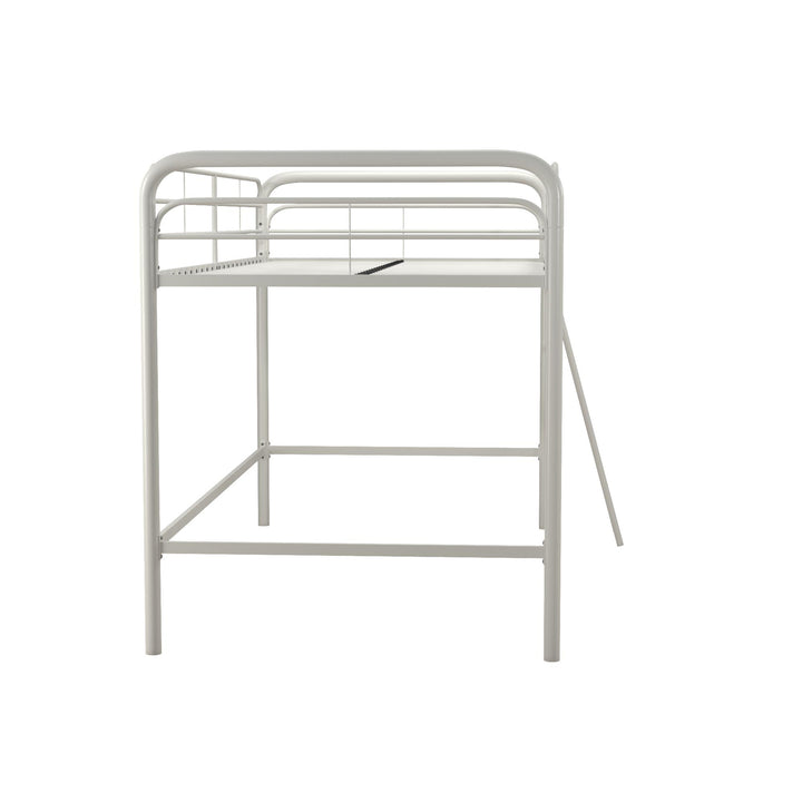 Jett Junior Loft Bed with Metal Frame and Built-In Ladder - White - Twin