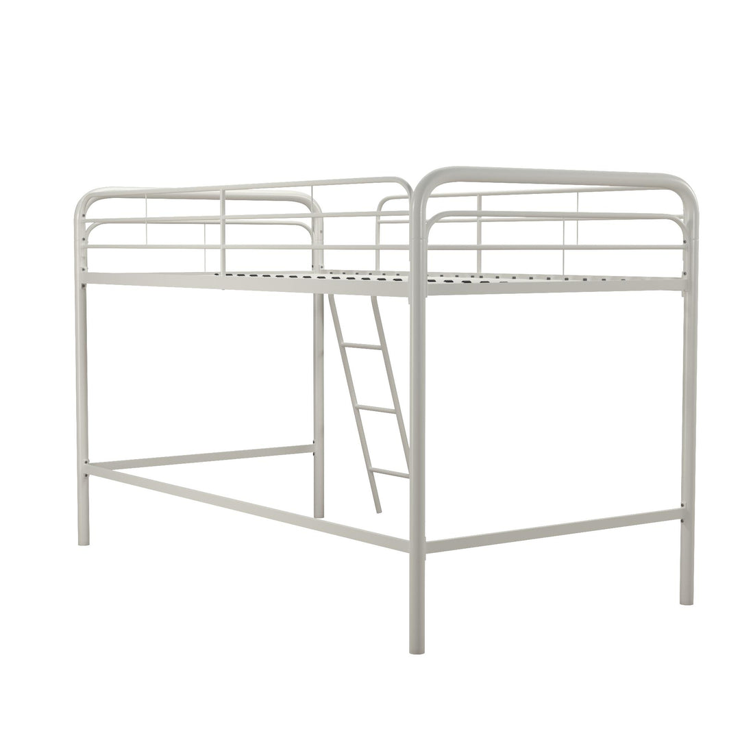 Jett Junior Loft Bed with Metal Frame and Built-In Ladder - White - Twin