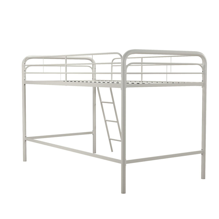 Jett Junior Loft Bed with Metal Frame and Built-In Ladder - White - Twin