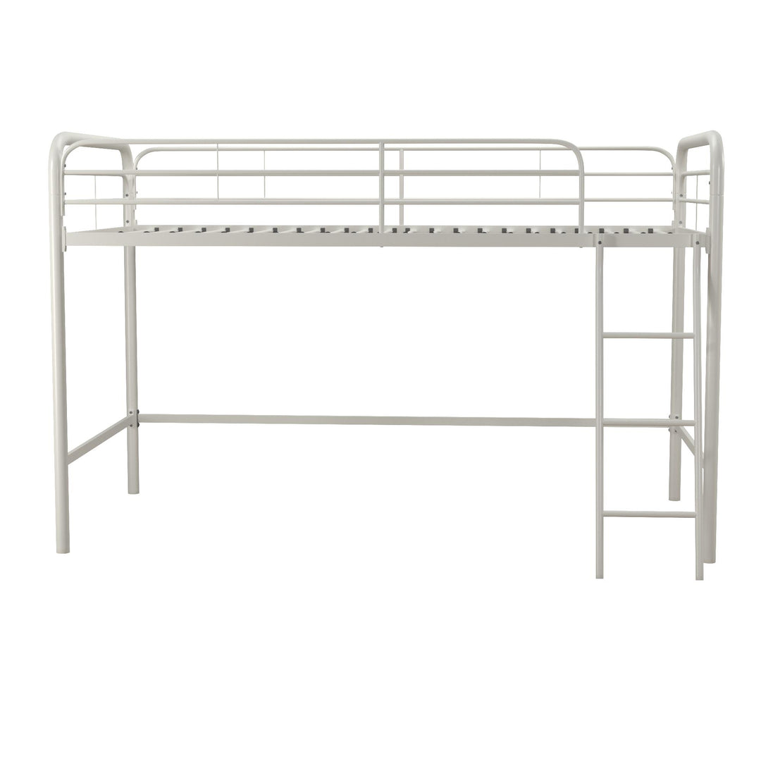Jett Junior Loft Bed with Metal Frame and Built-In Ladder - White - Twin