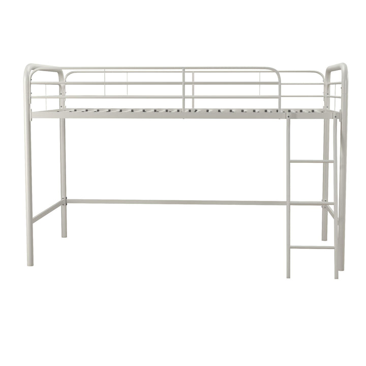 Jett Junior Loft Bed with Metal Frame and Built-In Ladder - White - Twin