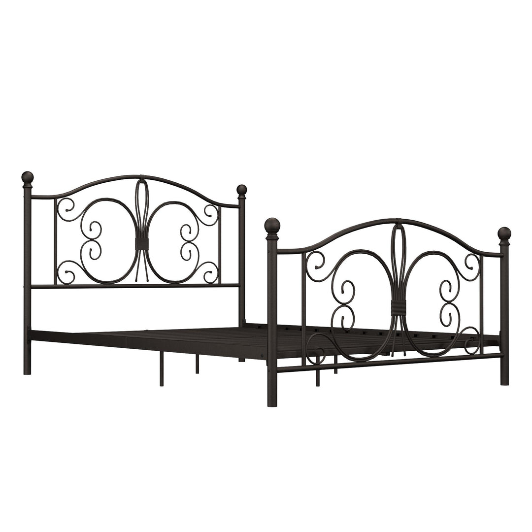 Metal Bed with Secured Metal Slats -  Bronze  -  Queen