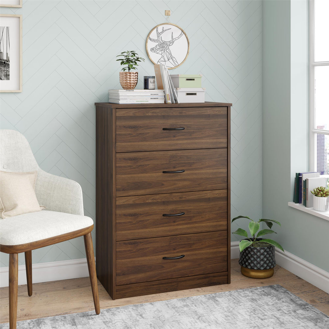 Elegant 4-drawer chest from Ameriwood Home collection - Florence Walnut