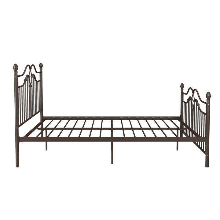 Metal Bed with Footboard and Metal Slats -  Bronze  -  King
