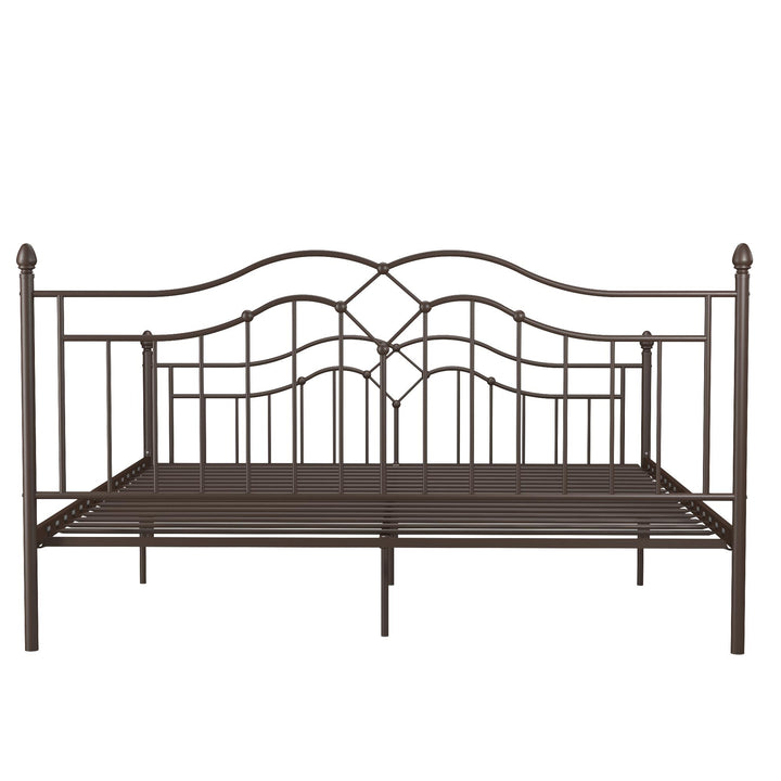 Metal Bed with Headboard and Footboard -  Bronze  -  King