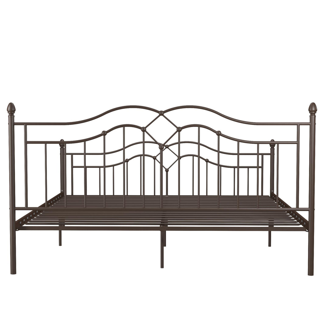 Metal Bed with Headboard and Footboard -  Bronze  -  King