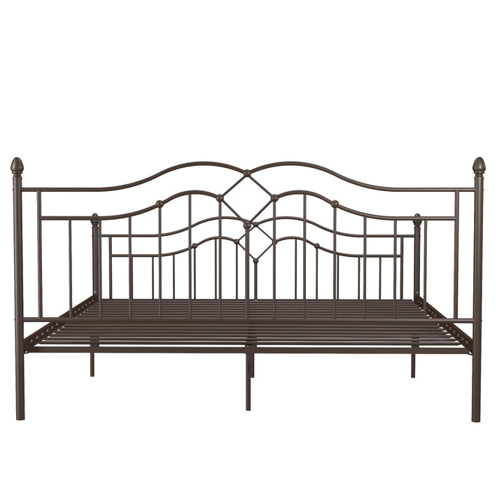 Metal Bed with Headboard and Footboard -  Bronze  -  King