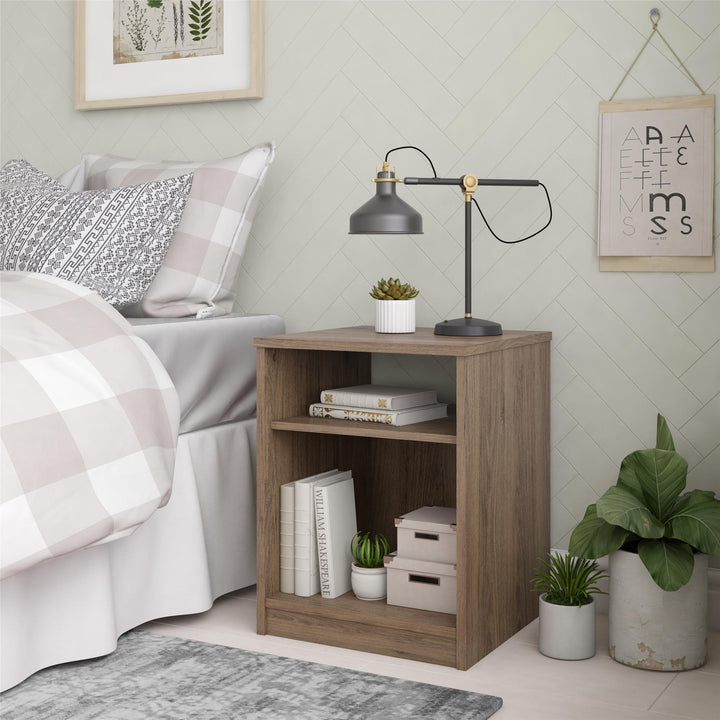 Contemporary nightstand with versatile storage - Rustic Oak