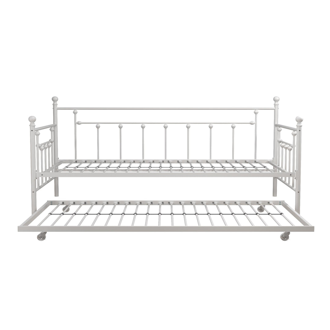 Manila Metal Daybed and Trundle Set with Sturdy Metal Frame and Slats - White - Twin