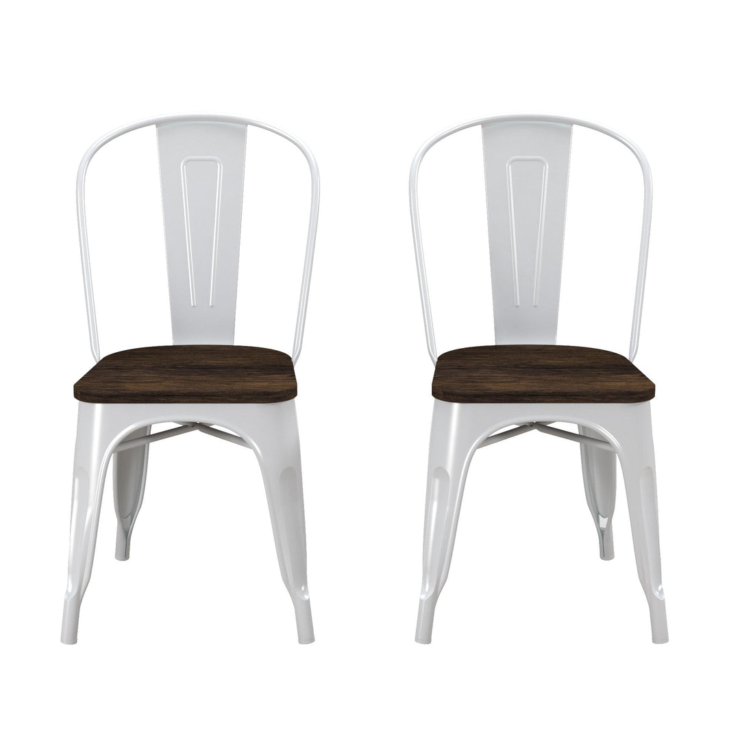 Stylish Fusion Metal and Wood Dining Chair -  White