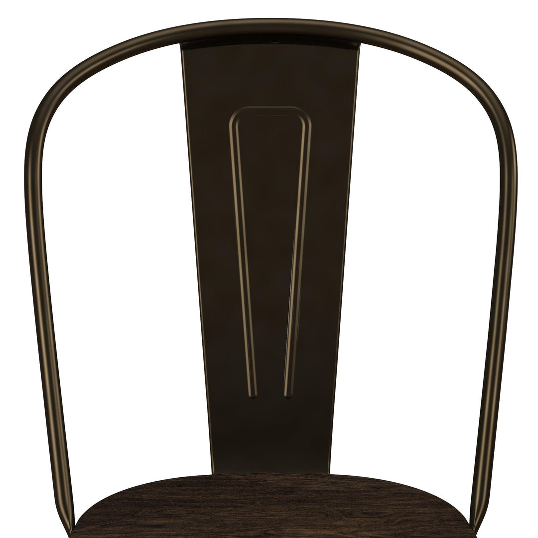 Elegant Metal and Wood Dining Chair Set -  Bronze