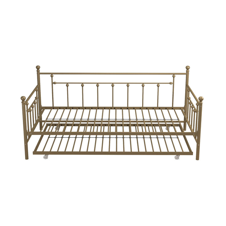 Manila Metal Daybed and Trundle Set with Sturdy Metal Frame and Slats - Gold - Twin
