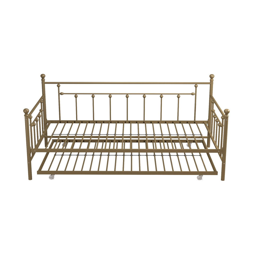 Manila Metal Daybed and Trundle Set with Sturdy Metal Frame and Slats - Gold - Twin