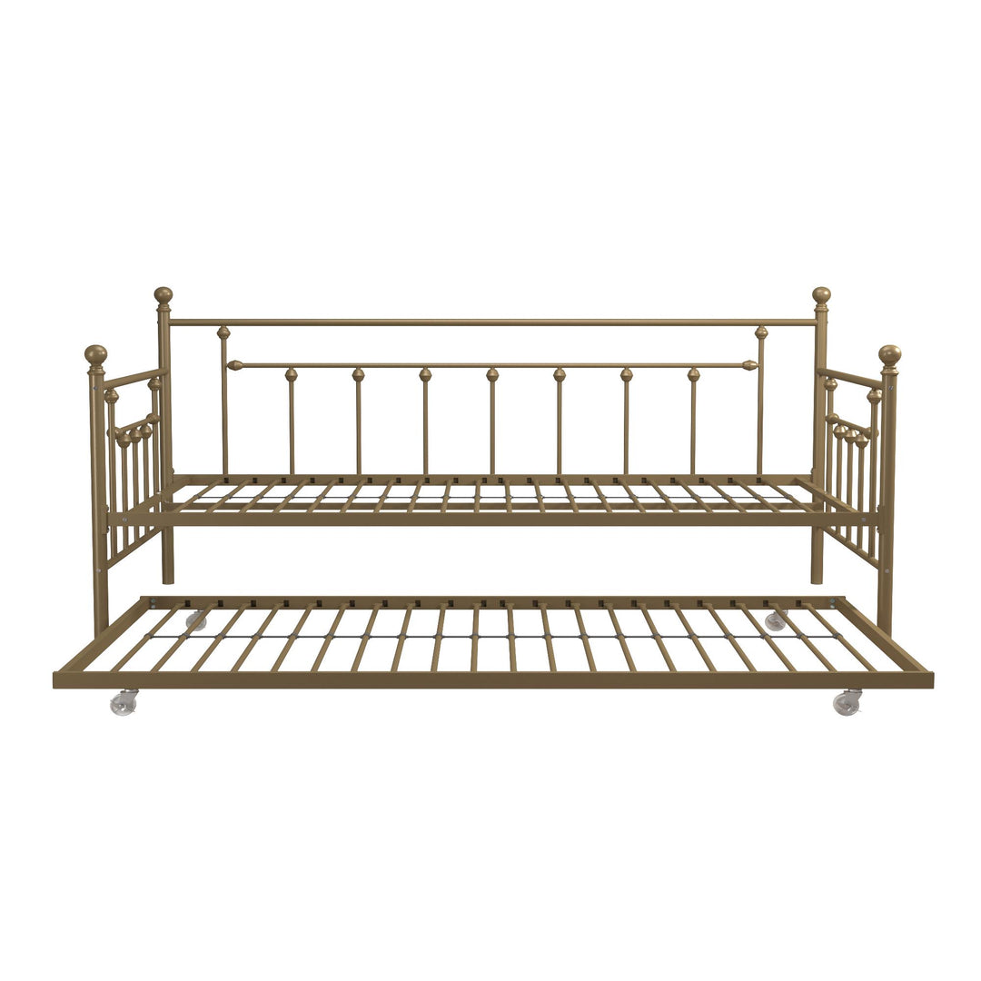Manila Metal Daybed and Trundle Set with Sturdy Metal Frame and Slats - Gold - Twin
