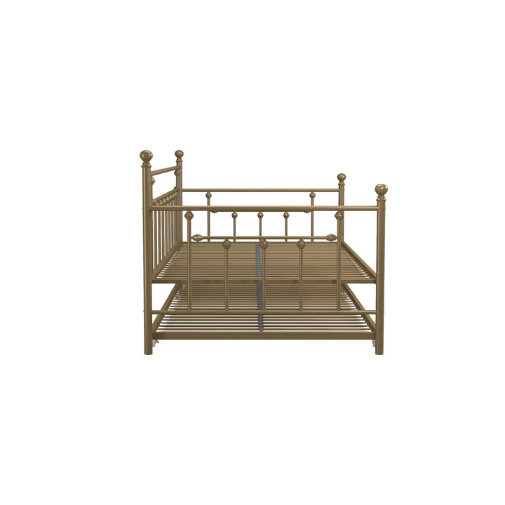 Manila Metal Daybed and Trundle Set with Sturdy Metal Frame and Slats - Gold - Twin