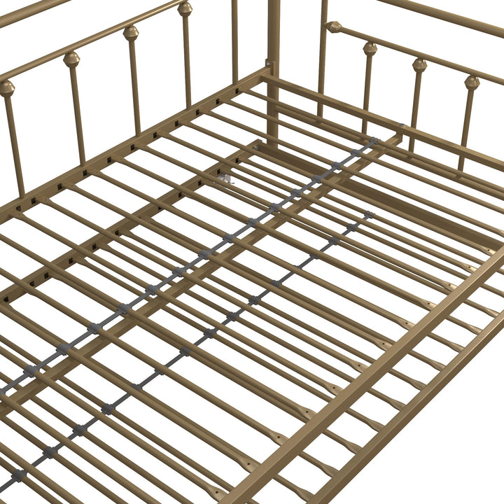 Manila Metal Daybed and Trundle Set with Sturdy Metal Frame and Slats - Gold - Twin