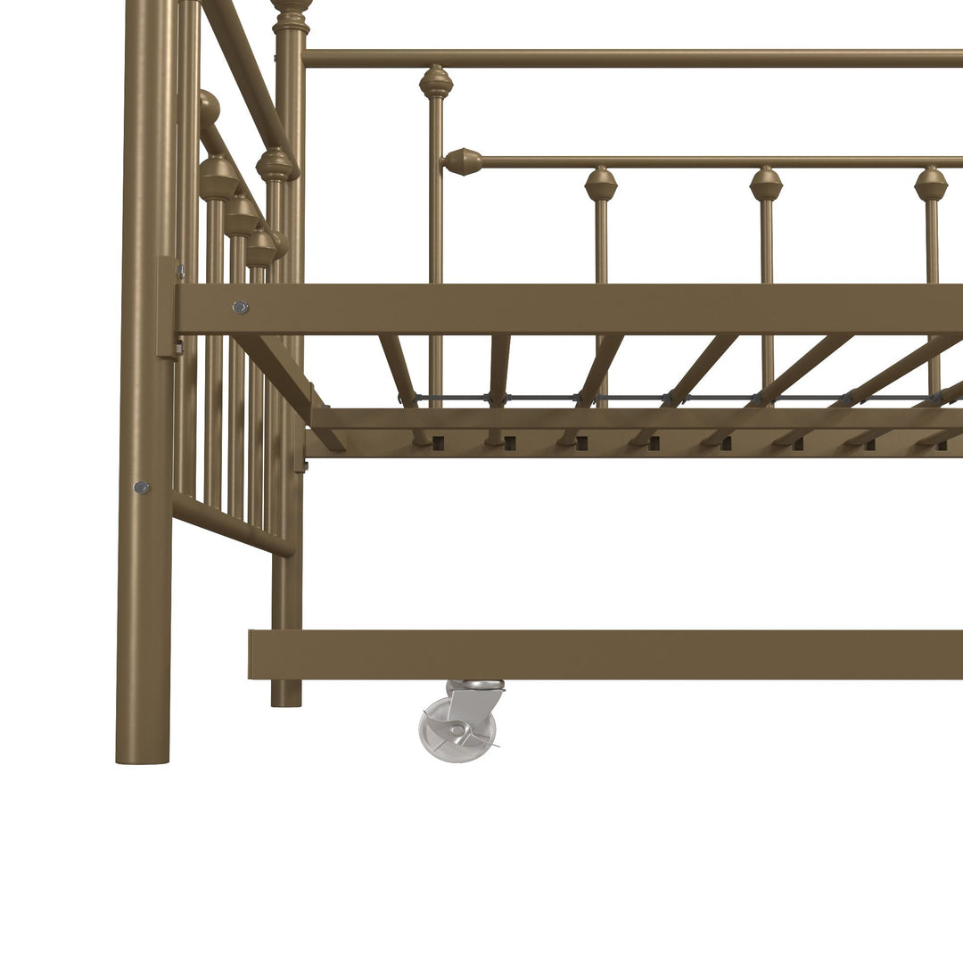 Manila Metal Daybed and Trundle Set with Sturdy Metal Frame and Slats - Gold - Twin