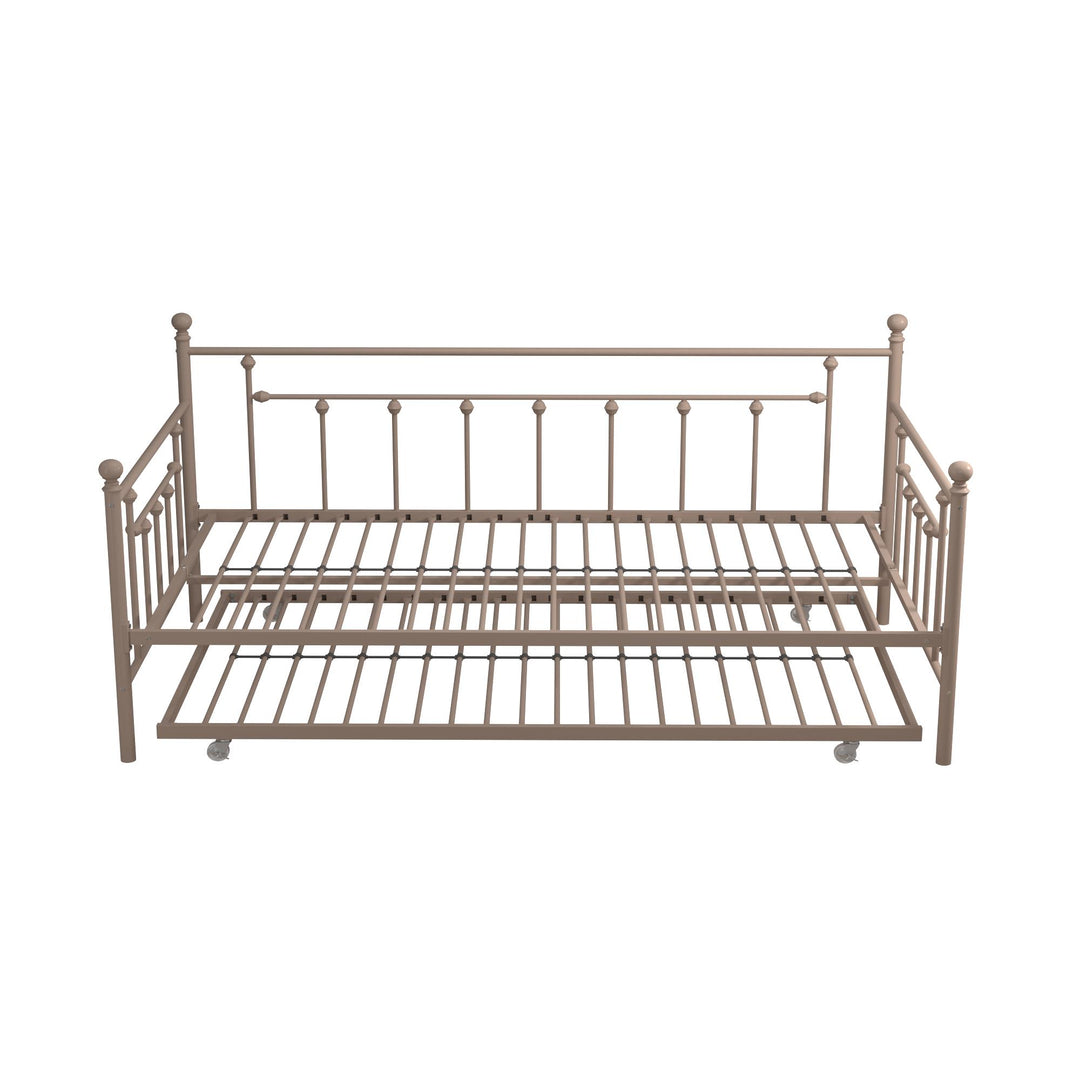 Manila Metal Daybed and Trundle Set with Sturdy Metal Frame and Slats - Millennial Pink - Twin
